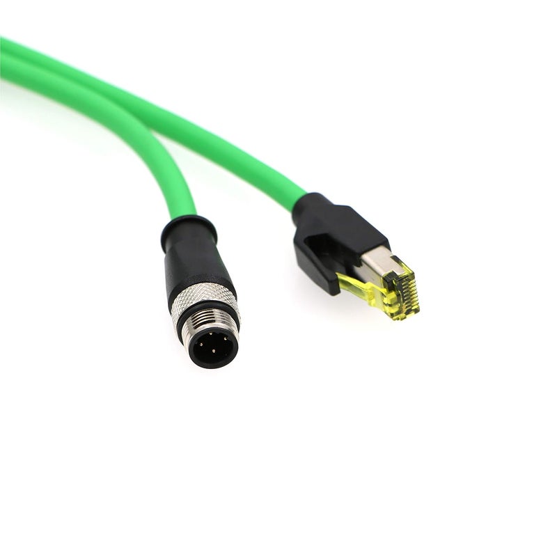 AConnect D-Code Cable M12 4 Pin Male to RJ45 Male Cat5e High Flexible Waterproof Ethernet Shielded Cable Industrial for Industrial Camera 33Ft/10M - Image 2